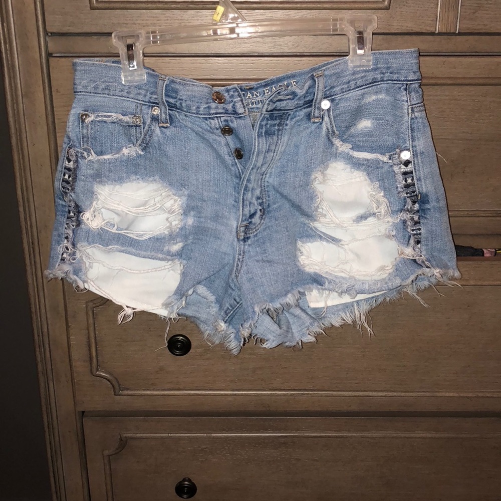 Destroyed Denim American Eagle High Rise Shorts